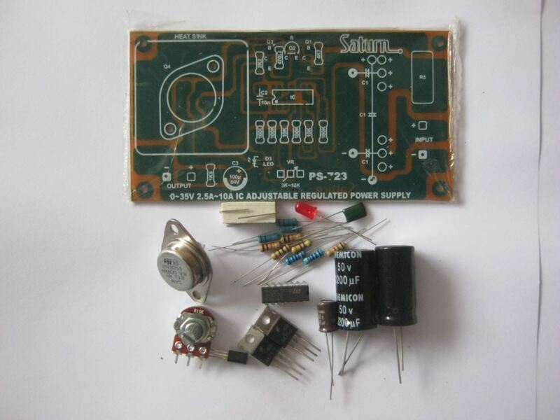 DIY pcb dan komponen adjustable regulated power supply PS723 2,5 ampere