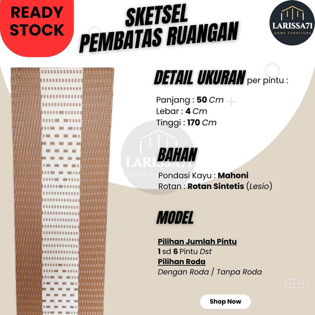 Sketsel Pembatas Partisi Ruangan Rotan Sintetis