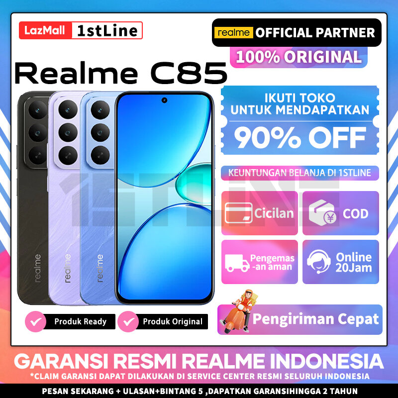 Realme C85 (6/128)(8/128)(8/256) - Official Guarantee, Latest Realme Cellphone 2025 Original, Cod Available Harga 2,599,000 rupiah*Gratis Ongkir