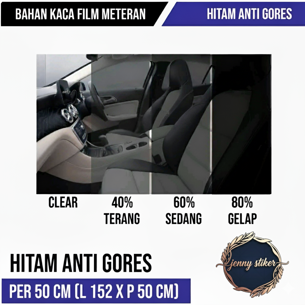 Original Car Window Film Anti-Heat & Scratch Premium Adhesive Glue Material 152cm X 50cm Best Quality Car Black Anti-Scratch Per 50cm Black Anti-Scratch Harga 23,500 rupiah*Gratis Ongkir