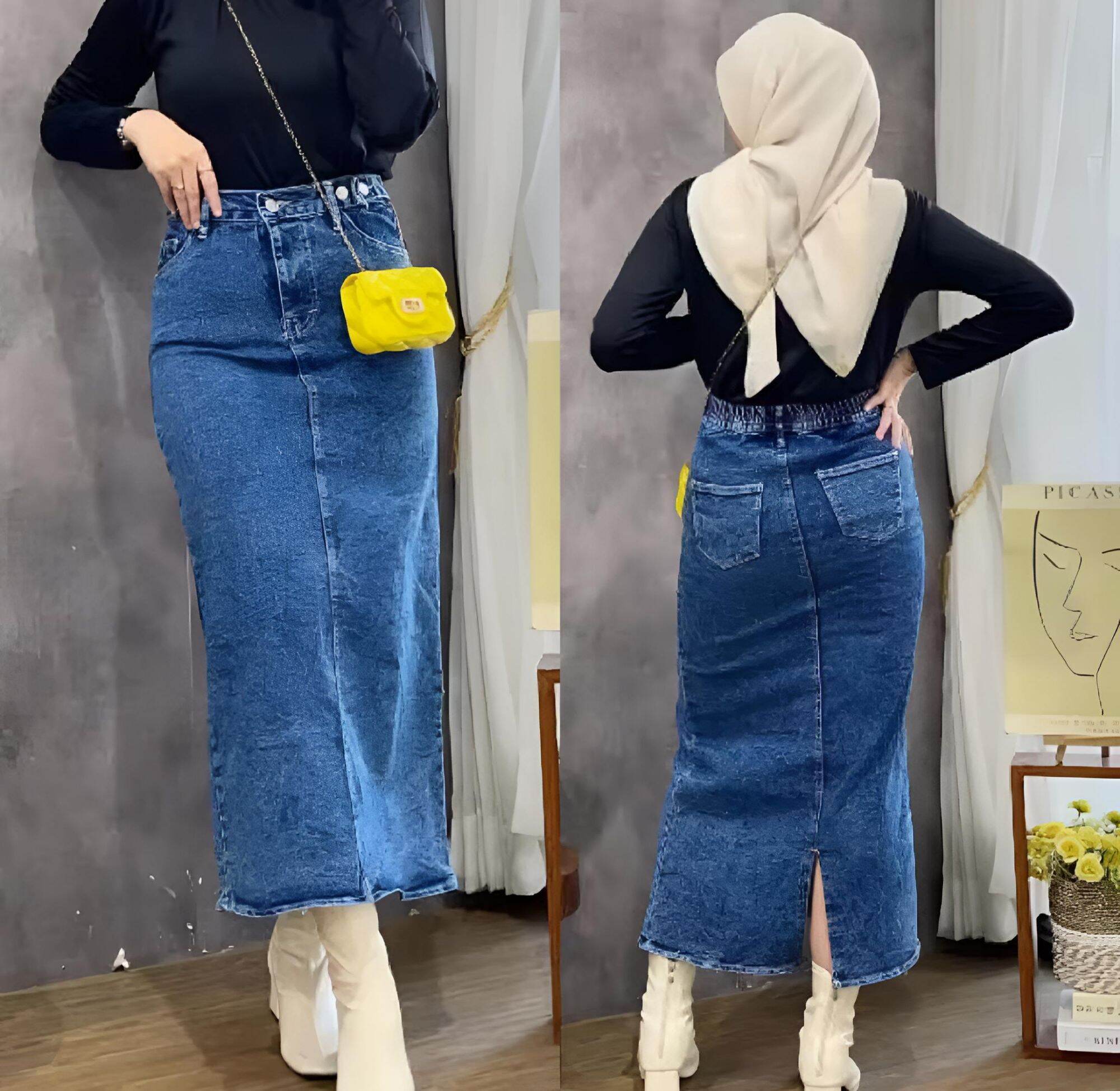 Beli Ala Selebgram Ootd Hijab Rok Jeans Online Harga Terbaik