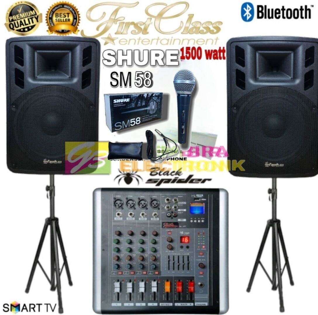 Paket Speaker Pasif 15" Firstclass power mixer Black Spider bluetooth Original Sound System