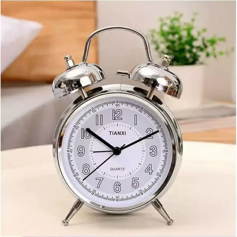 Ukuran Besar JAM Beker Besi CRHOME/DEKORASI Meja Alarm Weker