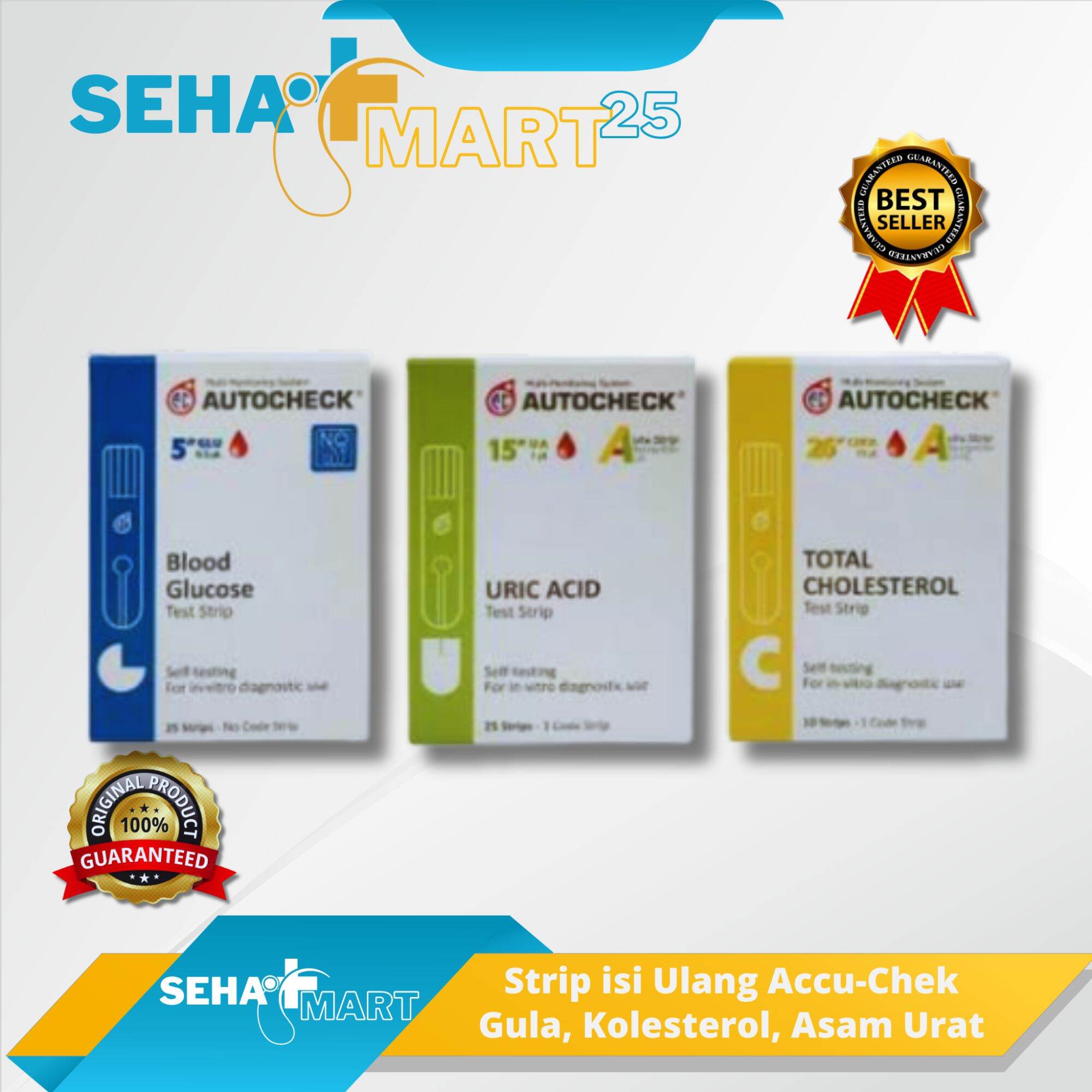 Autocheck Strip Gula Kolesterol Asam Urat Cek Darah Tes Blood Glucose ...