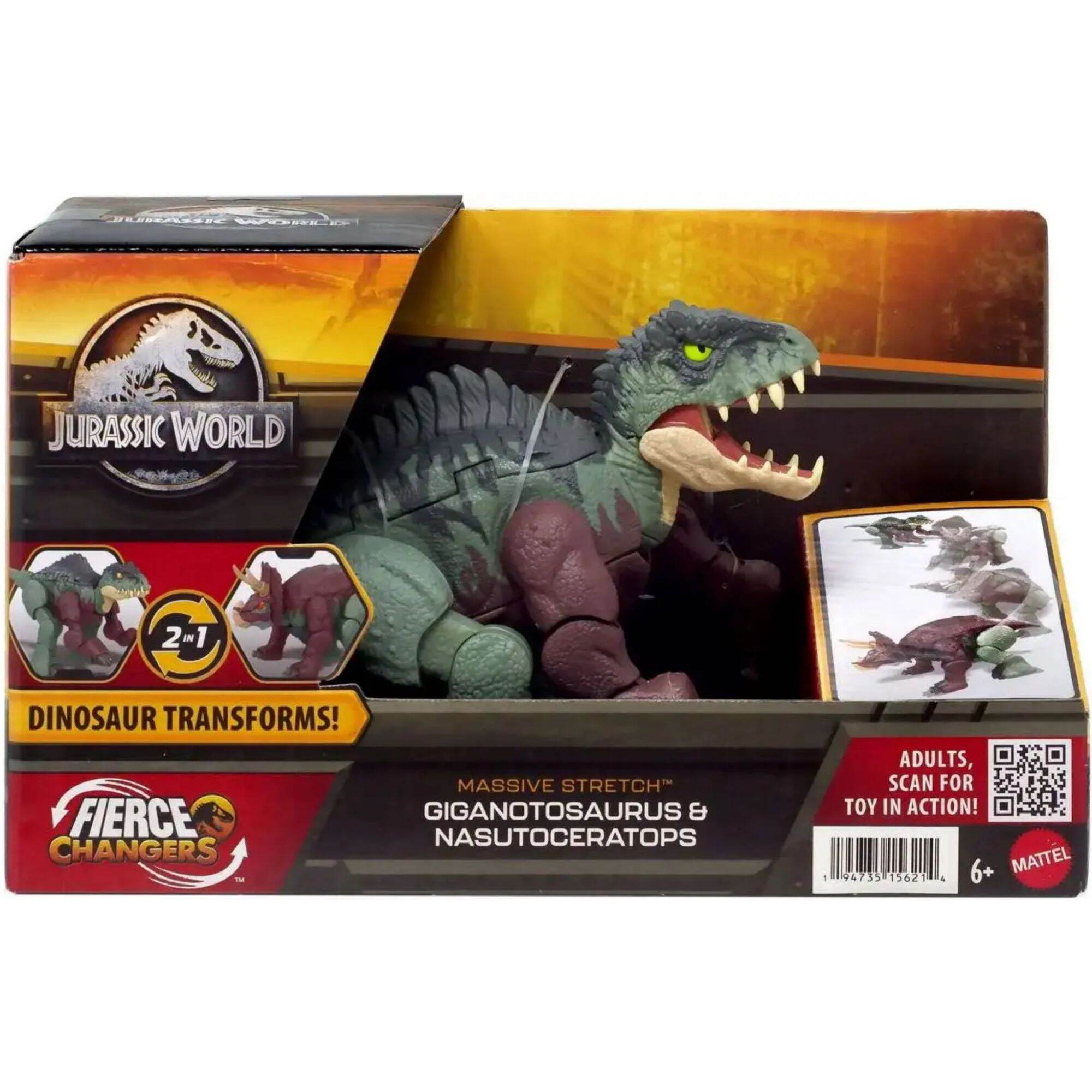 Jurassic world massive stretch giganotosaurus and nasutoceratops