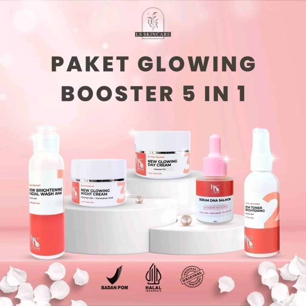 COD Ls Skincare - Paket Glowing Booster 5in1 With Serum DNA Salmon