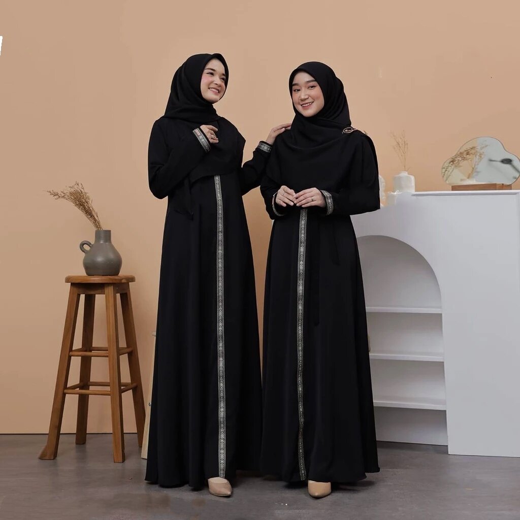 Abaya Turkey wolfis premium/Gamis Abaya Maxi dress Panjang Motif Renda Garis Satu/Gamis Abaya Polos ta…