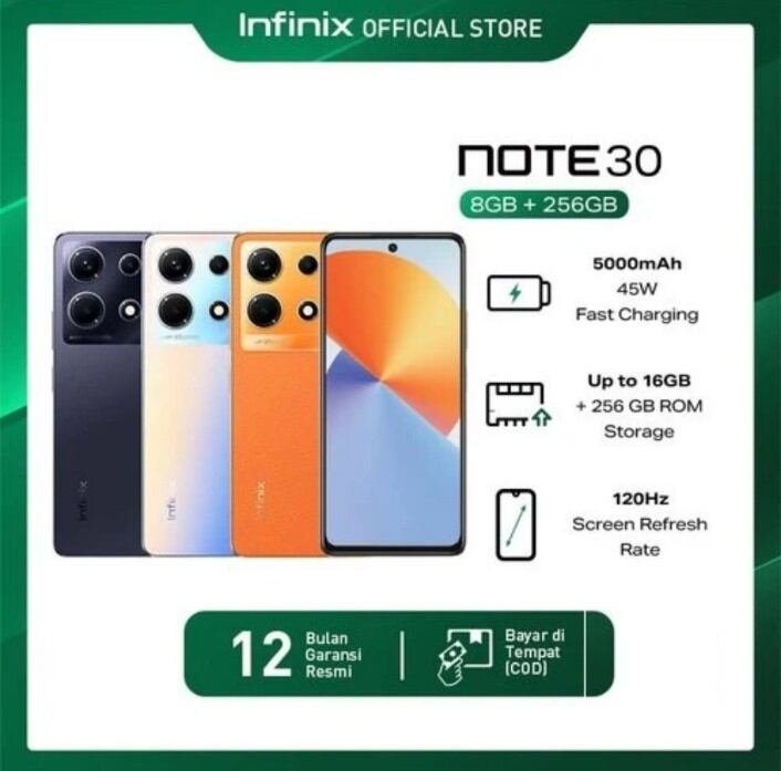 Infinix Note 30 8/256GB Harga  2,000,000 rupiah*Gratis Ongkir