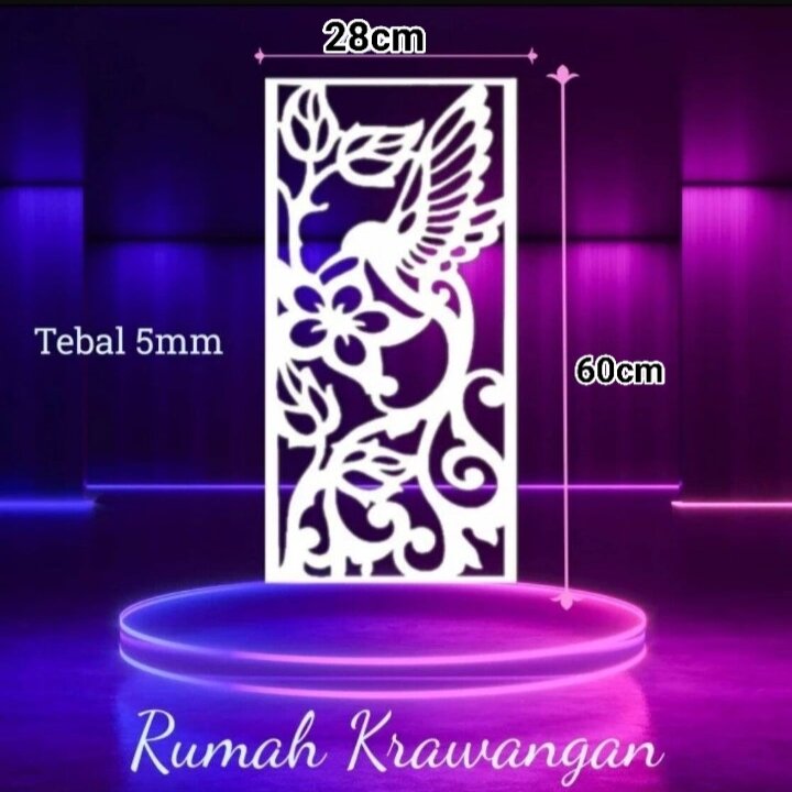 custom cutting krawangan pvc uk 28x60cm tebal 5mm