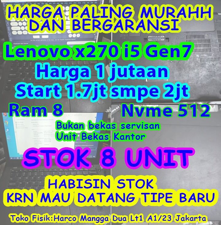 Lenovo X270 i5 Gen7 8/512 Nvme Harga 1,900,000 rupiah*Gratis Ongkir