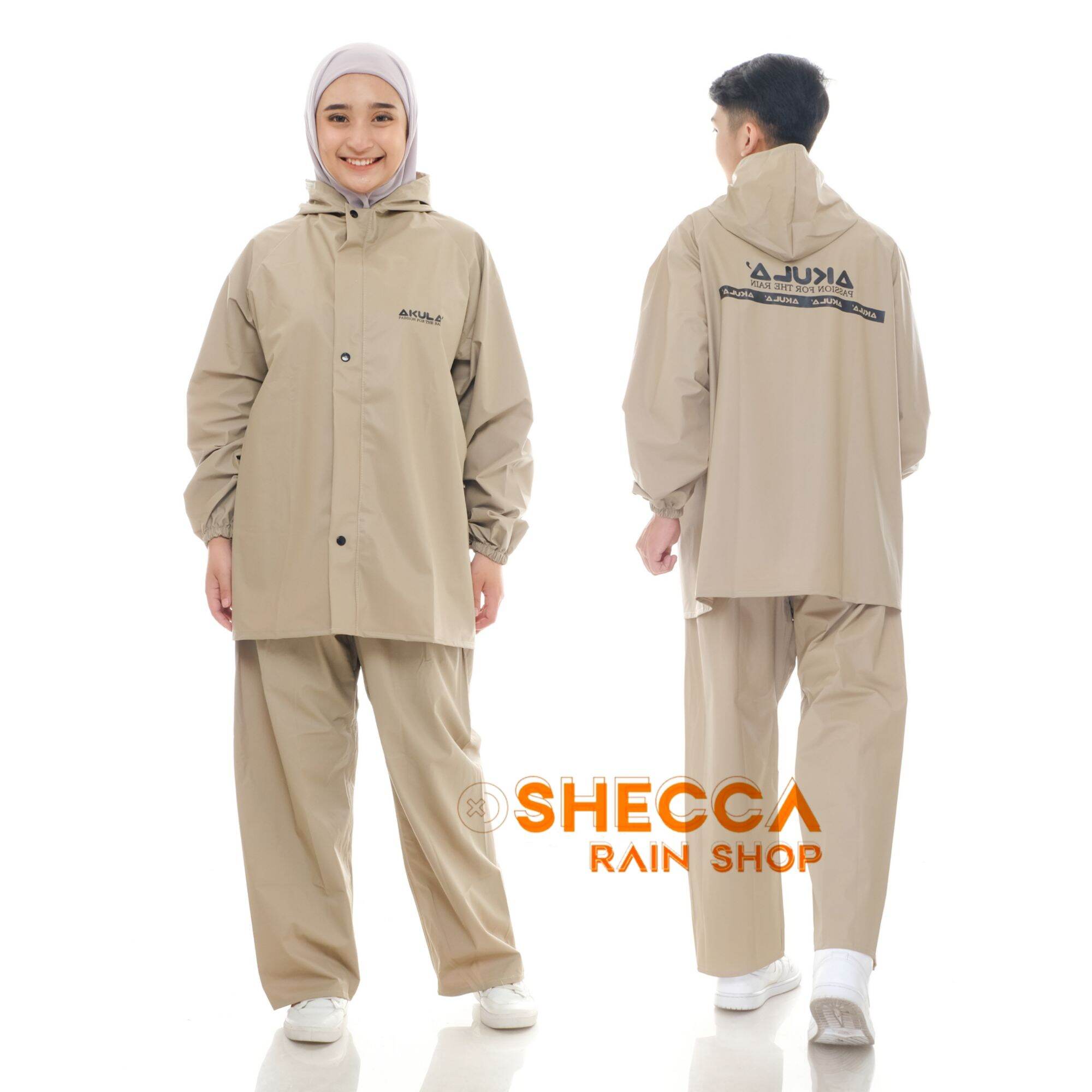 Jas hujan Raincoat Premium Setelan Pria Wanita Dewasa bahan PVC 025 by Akula Terbaik Tebal Kuat Elastis Anti Rembes Setelan jaket dan Celana, Raincoat Jas Hujan Mantol Mantel Motor Cewe Cowo Kekinian