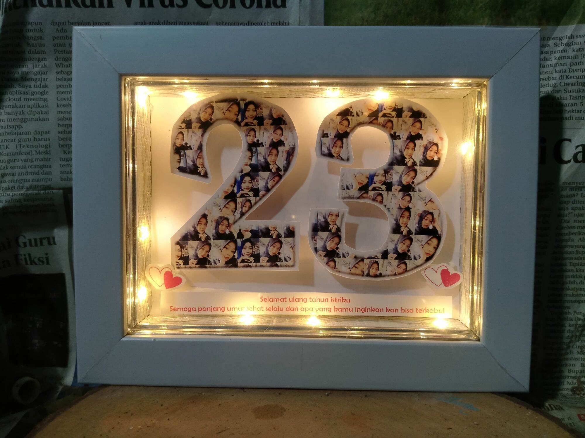 popup angka 13x18 dried flower in frame kado ultah sahabat