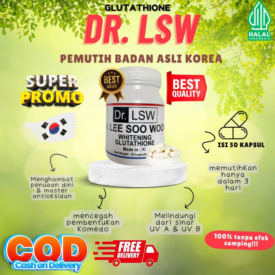 TERLARIS]ISI 50KAPSUL DR LSW GLUTATHIONE WHITENING KAPSUL COLLAGEN PEMUTIH  KULIT SELURUH BADAN BPOM | PERAWATAN KULIT WAJAH DAN BADAN UNTUK PRIA &  WANITA