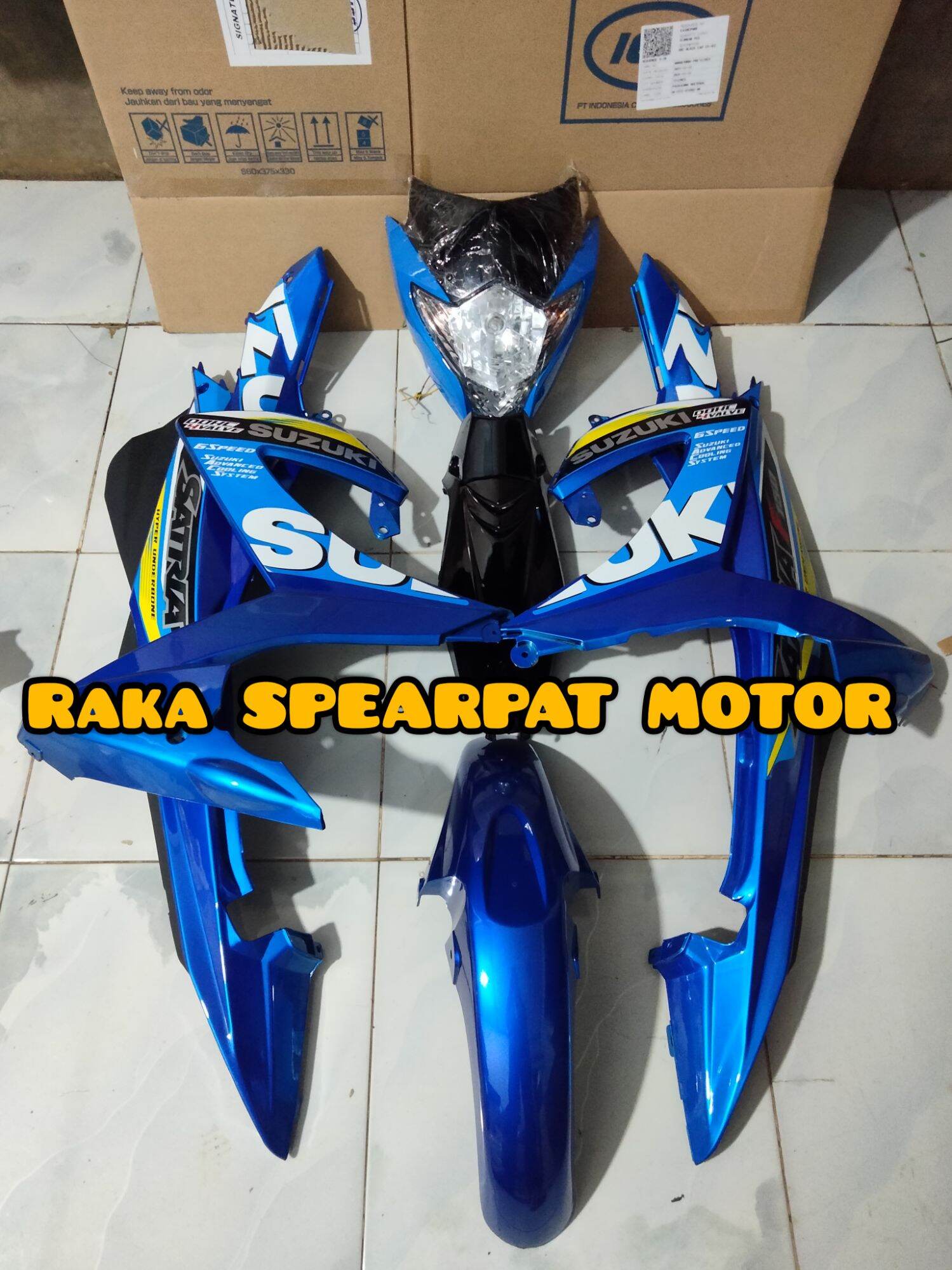 Cover Full Body Halus Satria Suzuki Fu Facelift Biru Striping Full Body