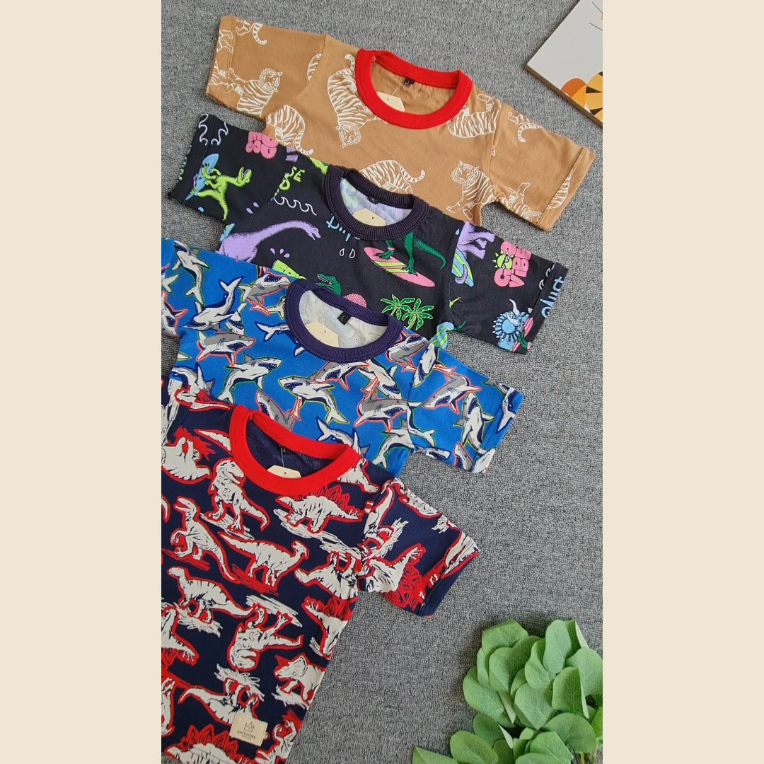 AWESOMEKIDS KIYOWO SET Piyama Pajamas Full print Setelan Kaos Baju Tidur Anak Motif Karakter 2-7th