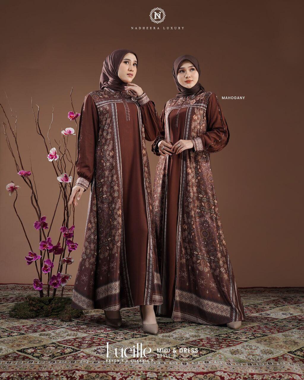 Lucille Dress Nadheera Luxury Can Cod ✅️ Gamis Nadheera Luxury Midi Nadheera ✅️ Harga  314,900 rupiah*Gratis Ongkir