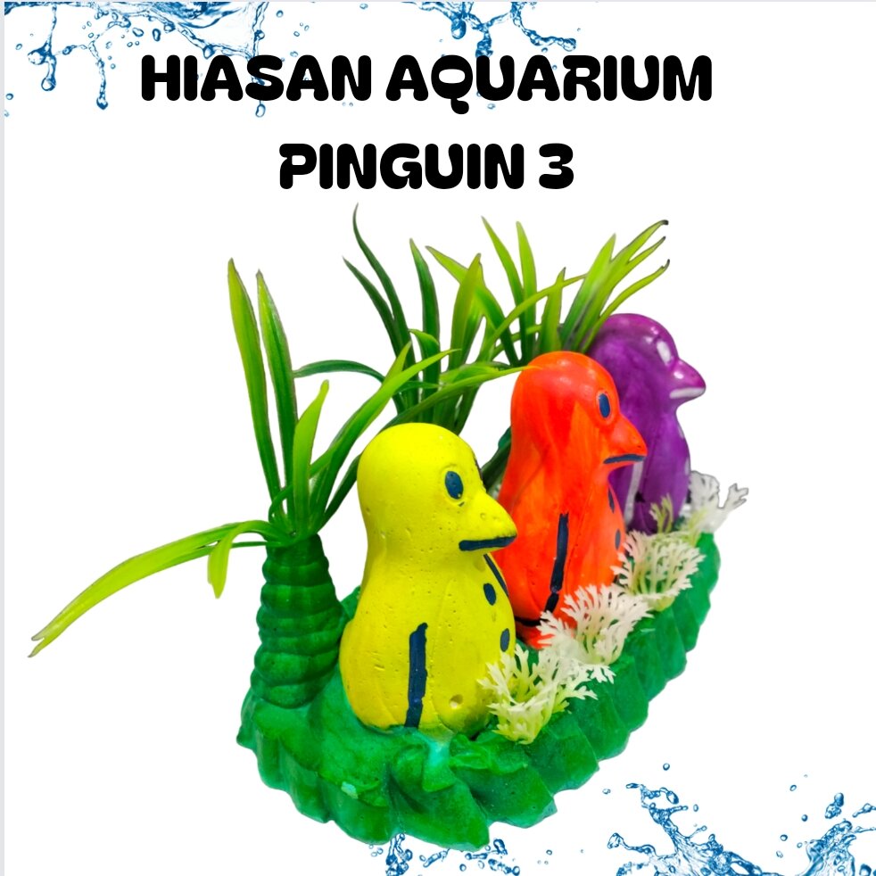 ORNAMEN PINGUIN 3 HIASAN DEKORASI AQUARIUM AQUASCAPE