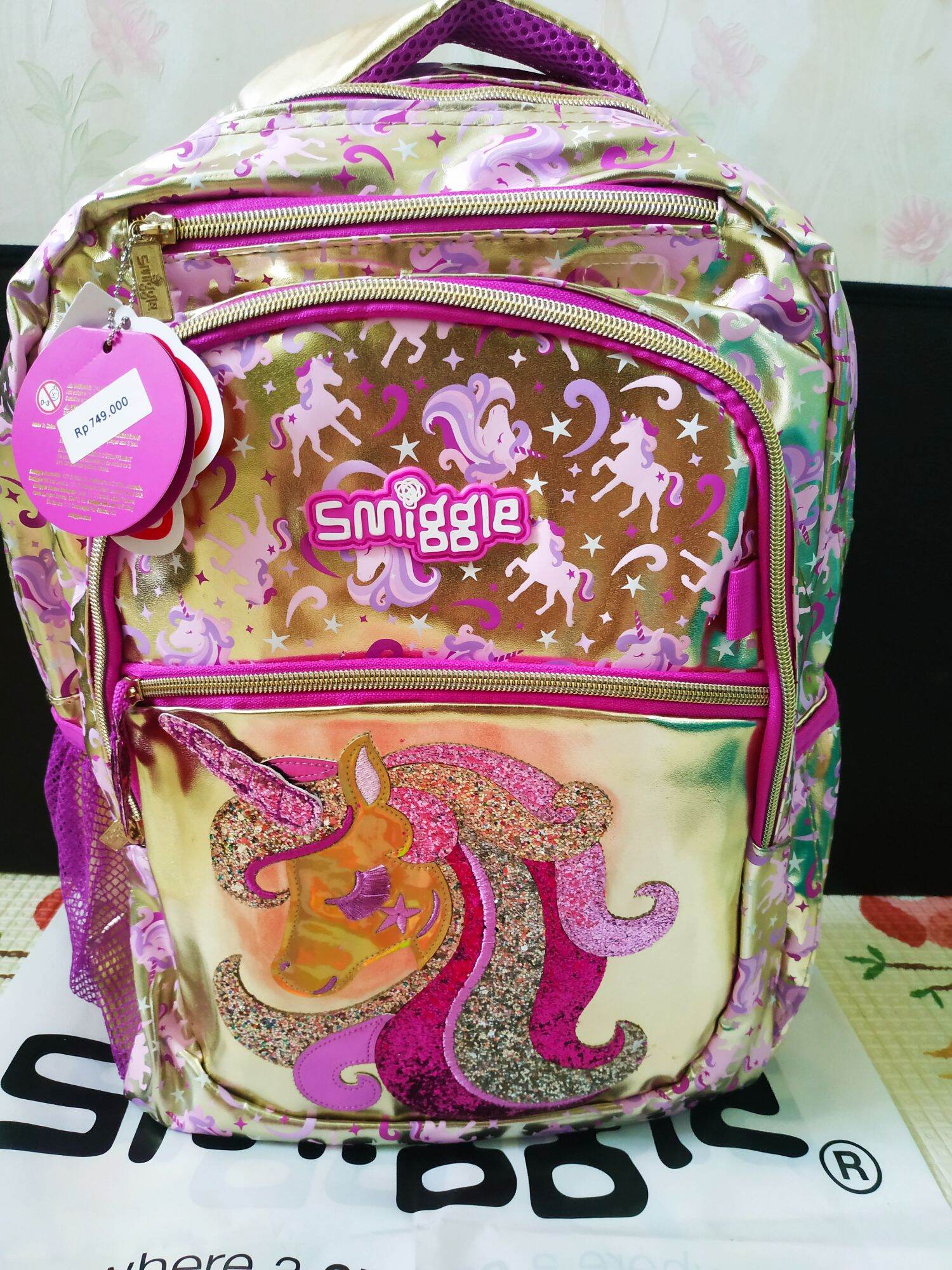 smiggle gold backpack