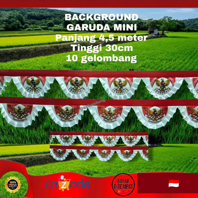Umbul Umbul Bendera 10 Gelombang Terbaru DAN Termurah Background Mini Sablon Garuda Kualitas Terbaik