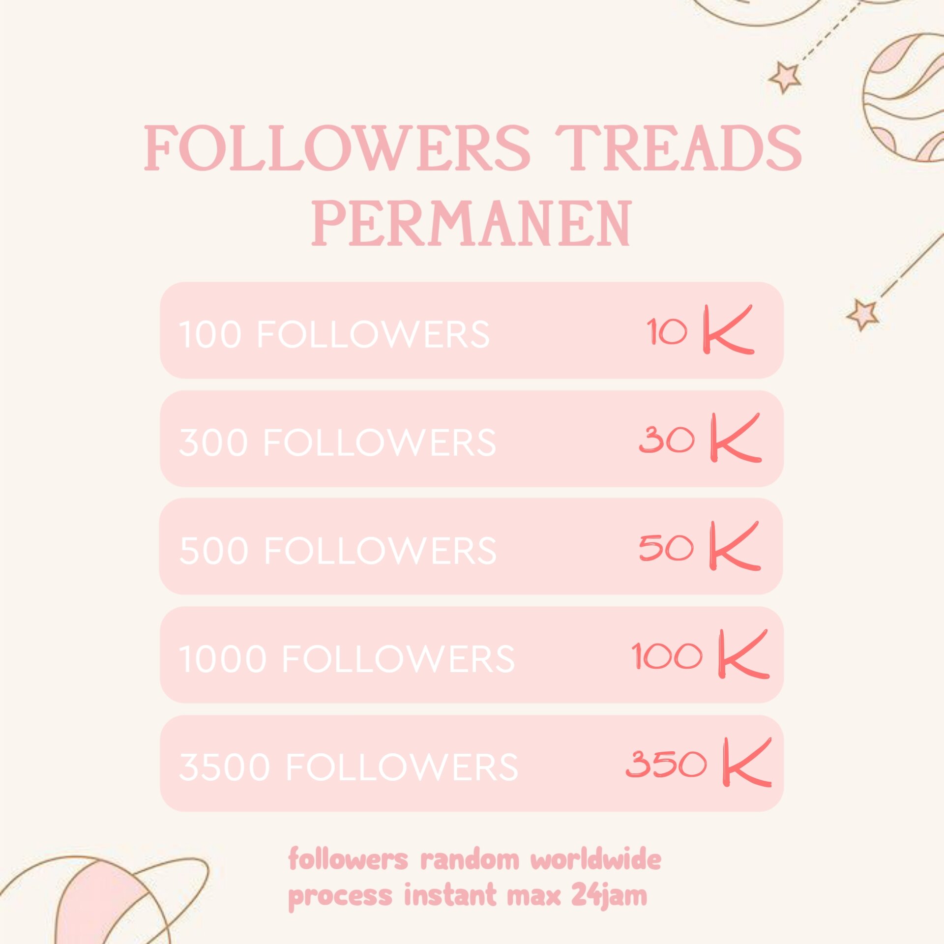 PROMO TERBARU!!! FOLLOWERS THREADS TERMURAH & BERGARANSI Harga 8,500 rupiah*Gratis Ongkir