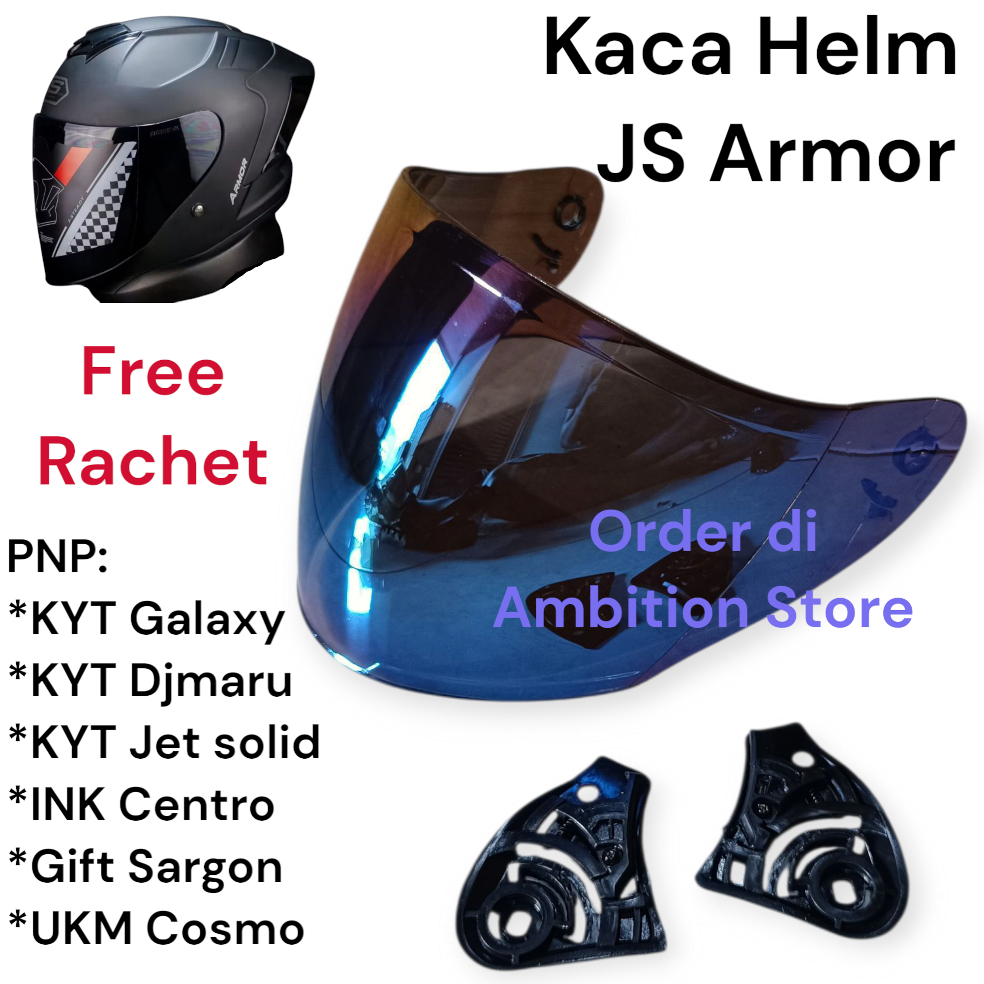 Kaca Visor Helm JS Armor Free Rachet Kaca Helm JS Leopard Harga 22,000 rupiah*Gratis Ongkir