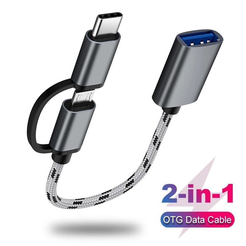 Otg-101 [Hrc] Cod Otg 2 in 1 Micro USB and Type C Fast Transfer Otg Flash Disk Mouse Harga  6,137 rupiah*Gratis Ongkir