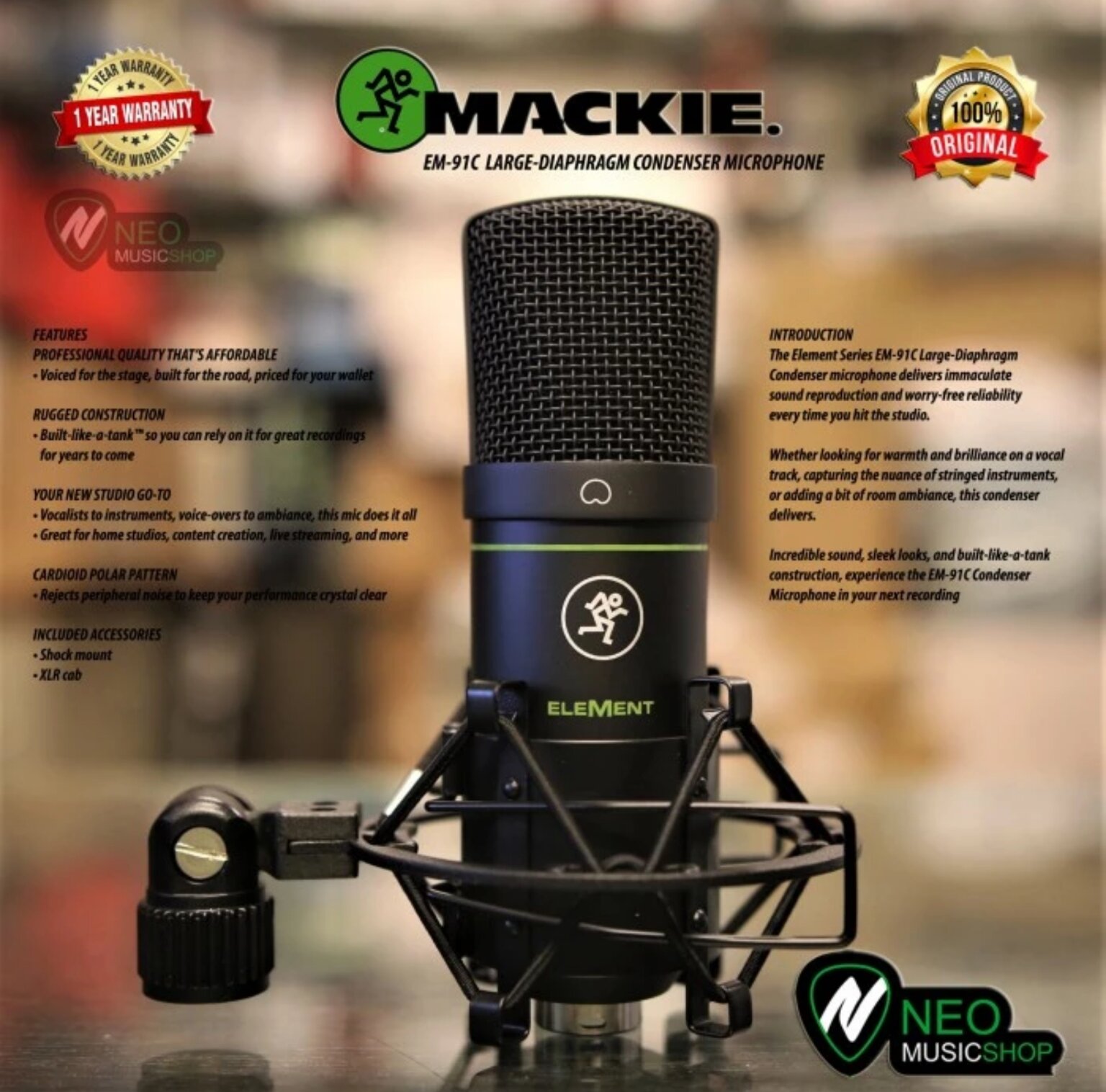 Mackie EM-91C EleMent Series Large-Diaphragm Condenser Microphone