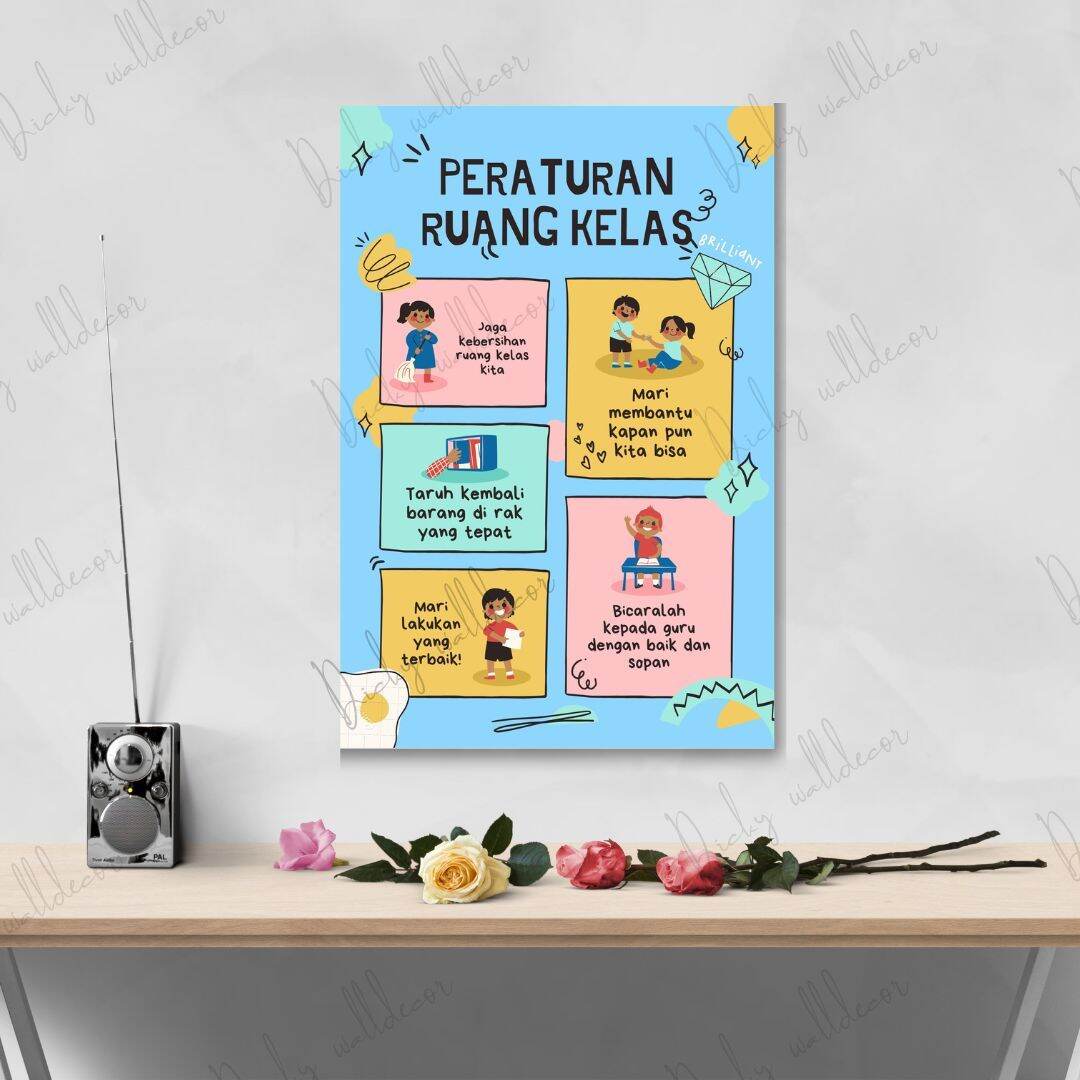 BISA COD Poster Peraturan Ruang Kelas / Walldecor Peraturan Ruang Kelas