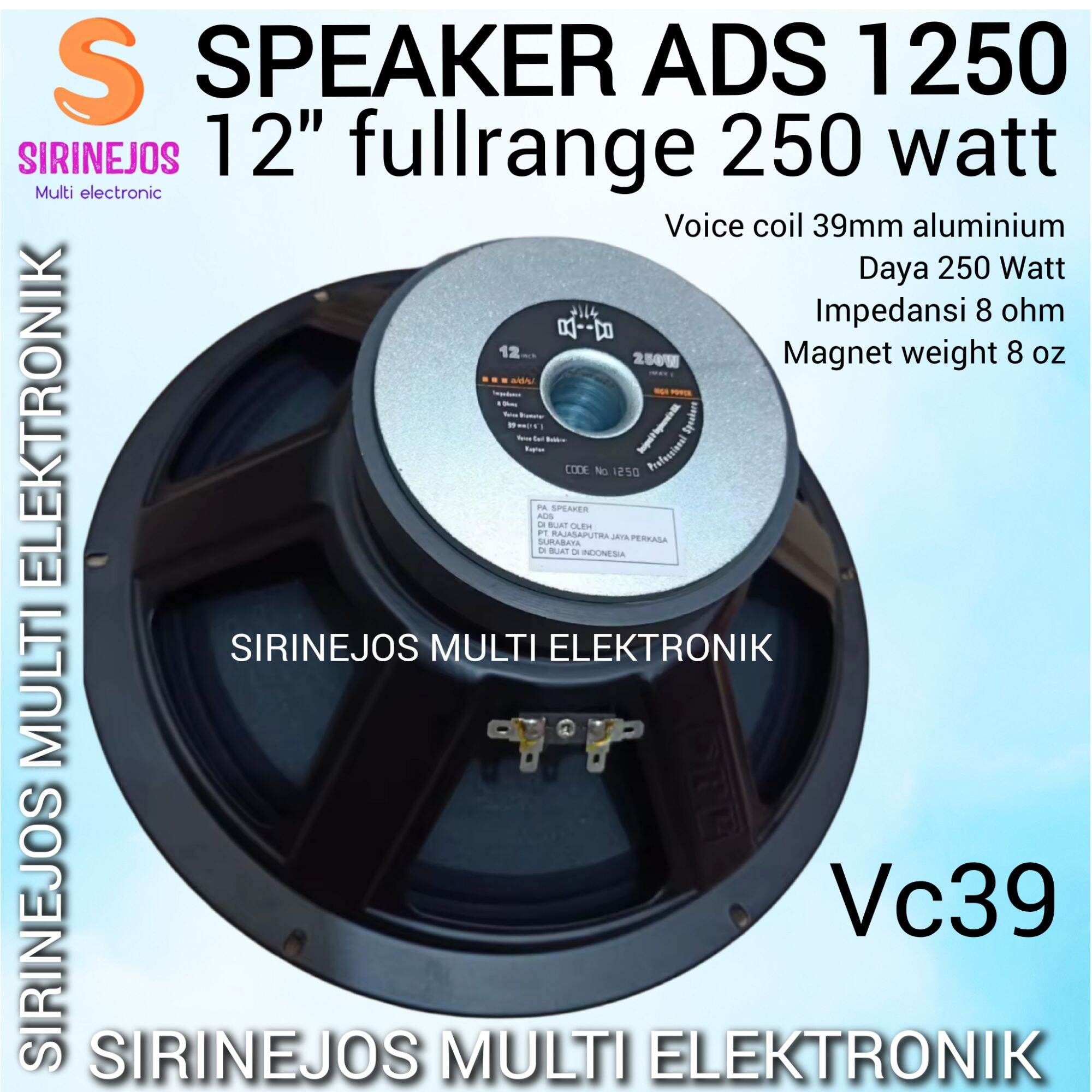Ads Nos Speaker Ads Inch SPEAKER ADS 1250 12 Inch FULL RANGE 1250
