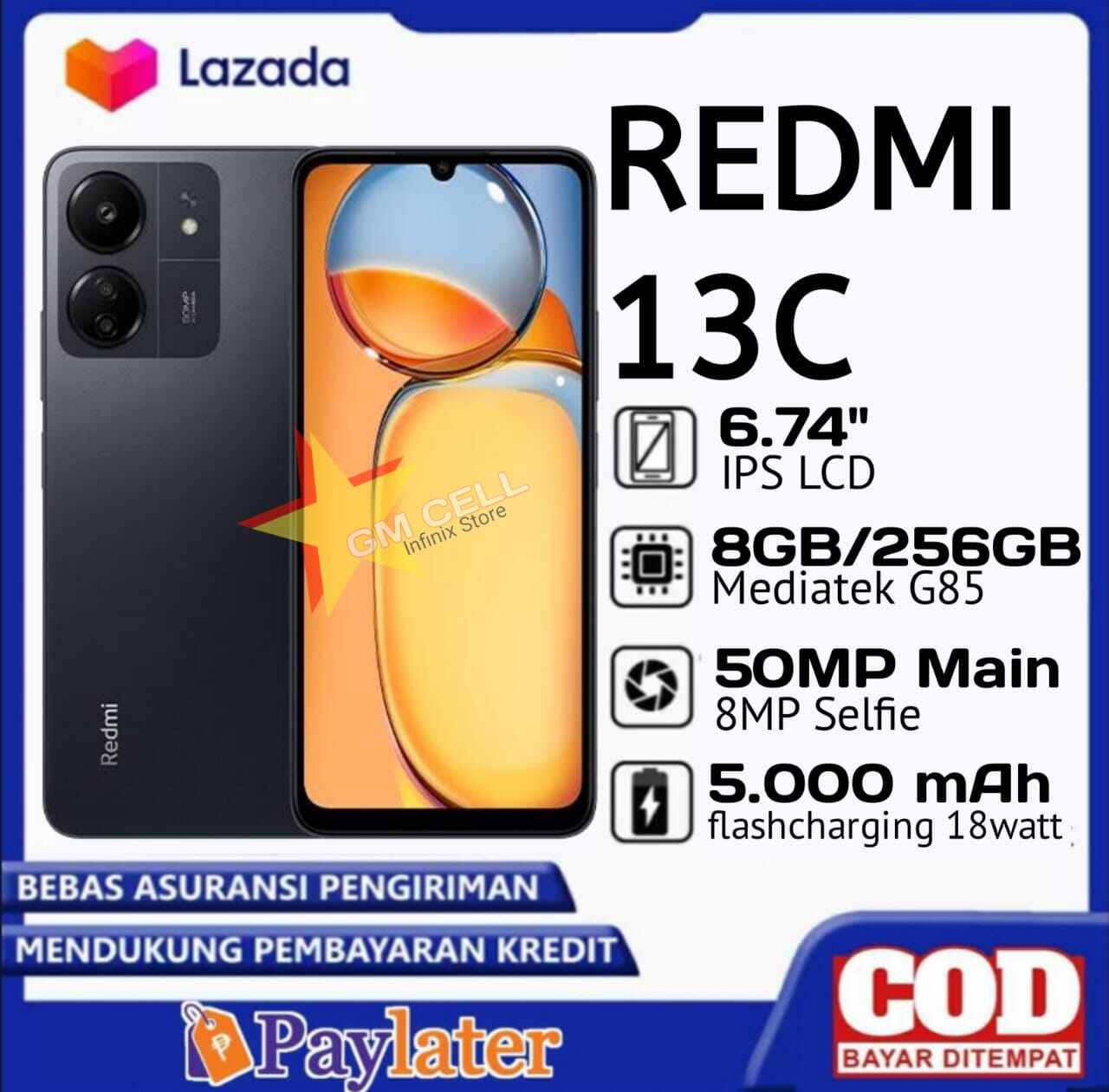 Redmi 13C new RAM 8 + 256 4G LTE network guaranteed Harga 1,990,000 rupiah*Gratis Ongkir