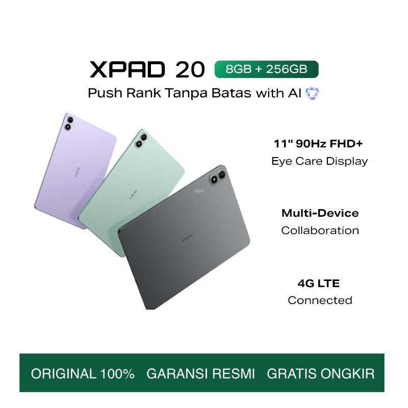 Infinix xPad 20 LTE (8/256GB) MediaTek Helio G88 - Infinix AI 11 inch display FHD +-7000MAH 1 year official warranty Giá 2,523,000 Đồng*Miễn phí vận chuyển