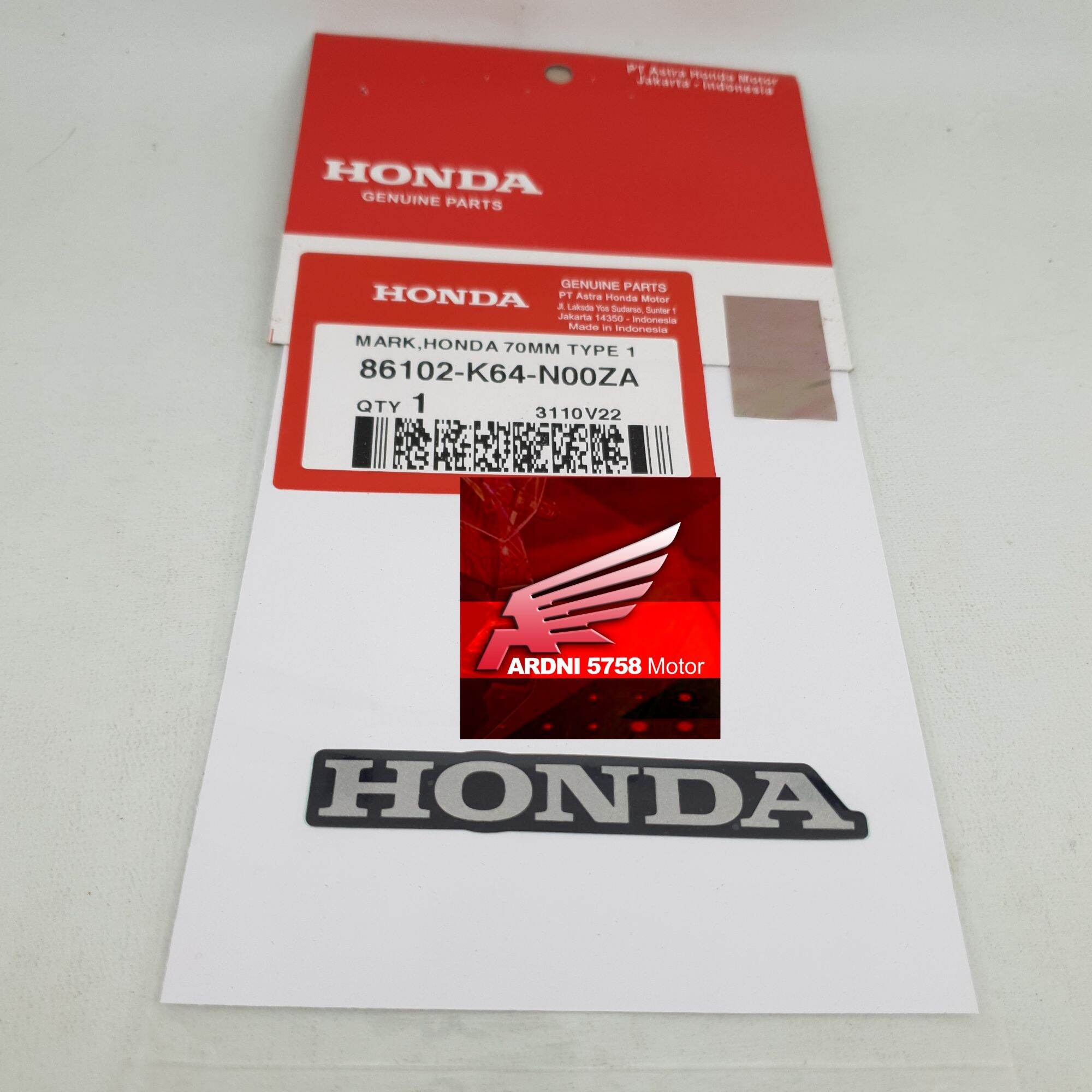 MARK STICKER STIKER LABEL LOGO TULISAN HONDA 70MM 7CM HITAM SILVER ...