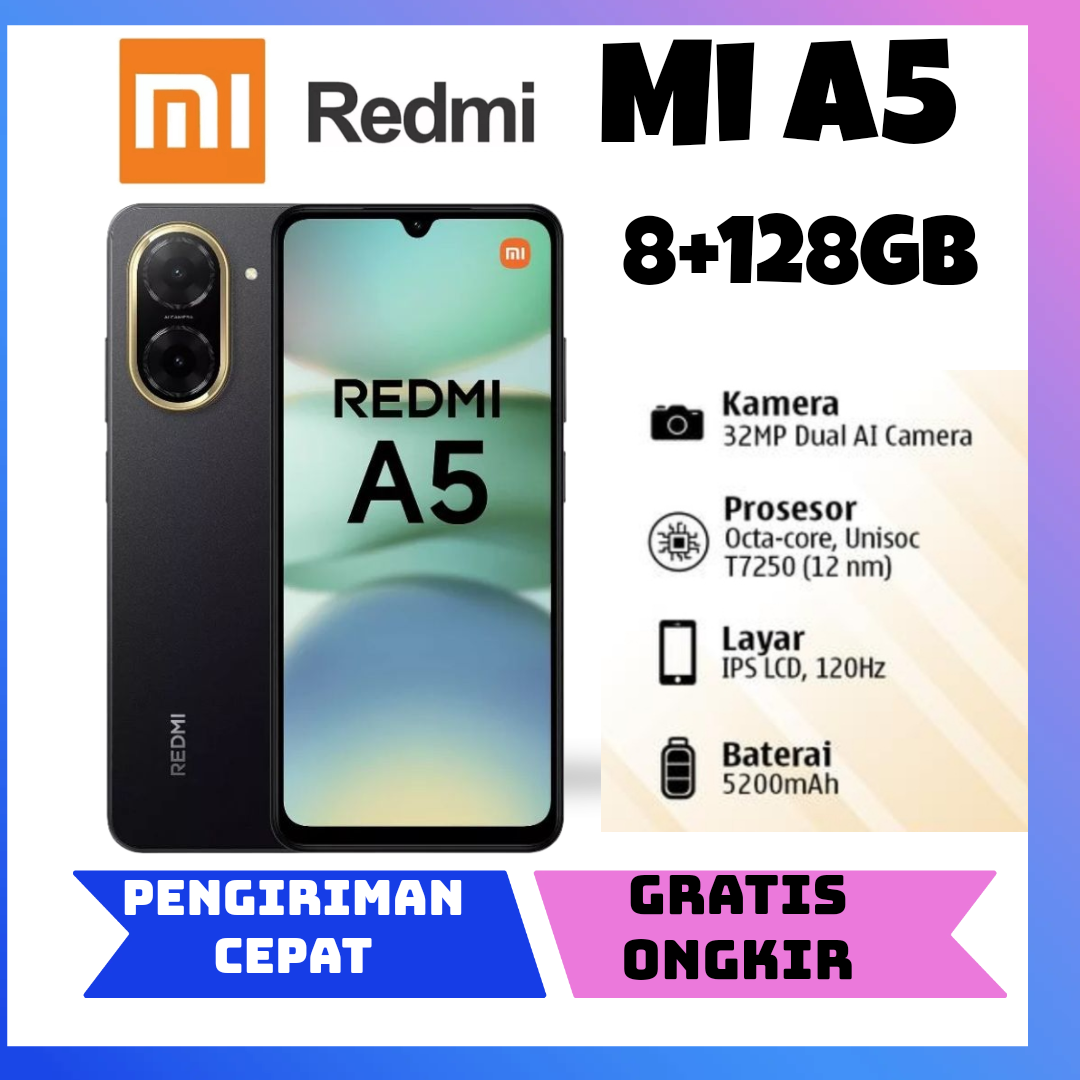 Redmi A5 Ram 8+128 Gb, Big Battery 5200 Mah, 1 Year Official Warranty Giá 1,295,000 Đồng*Miễn phí vận chuyển
