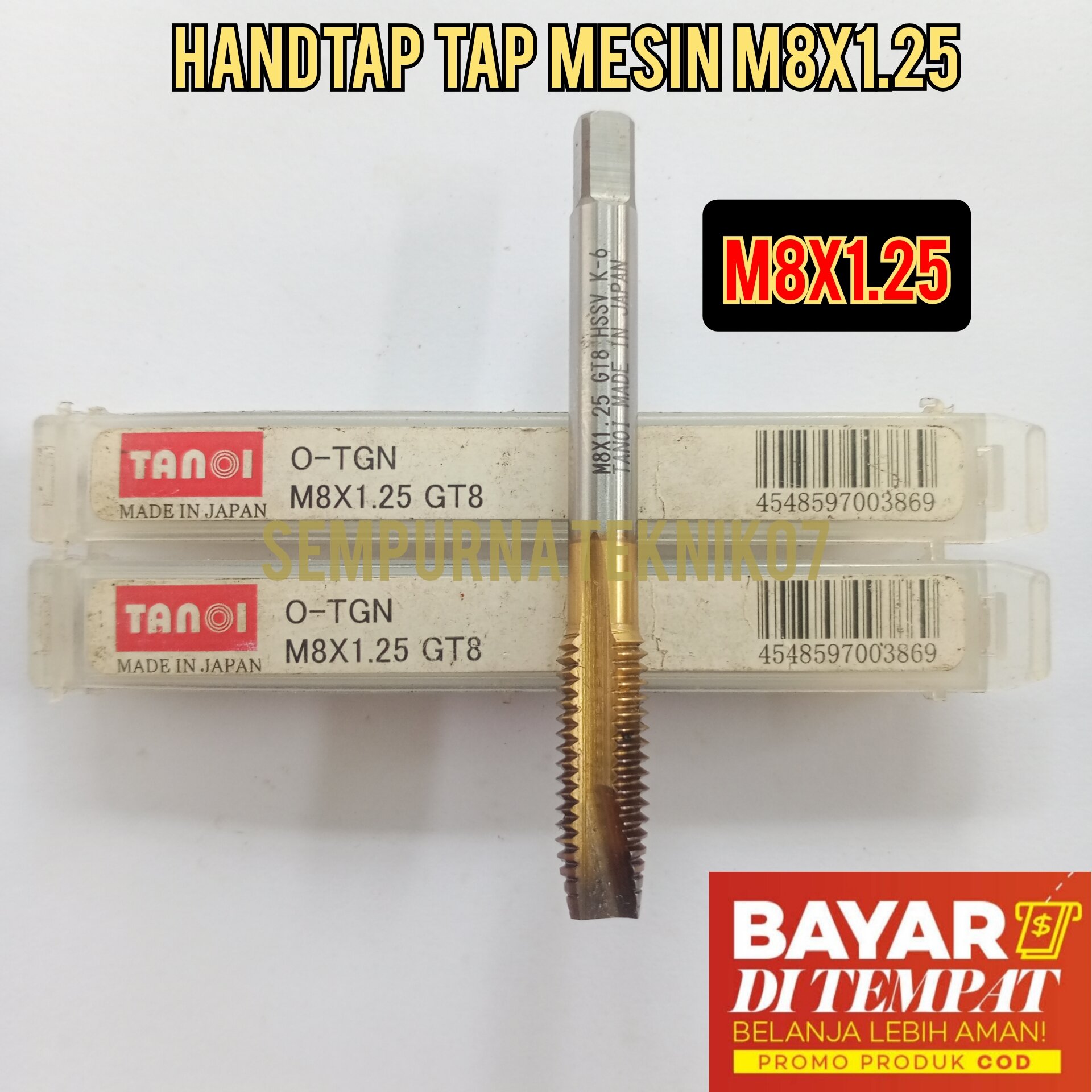 Handtap Tap Mesin M8x1.25 PO Untuk Bikin Drat Baut Kepala Kunci 12 ...