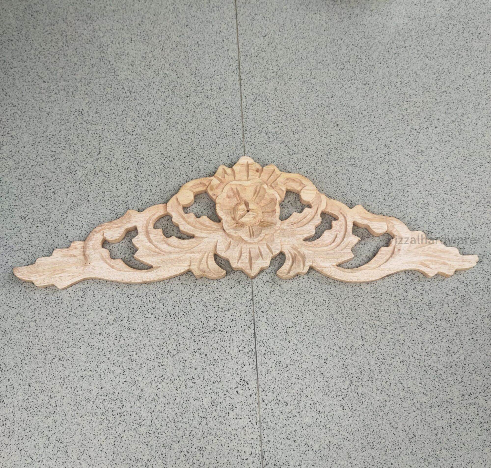 Ornamen ukir Tempel Pajangan Asli Kayu Mahoni Bermotif Bunga