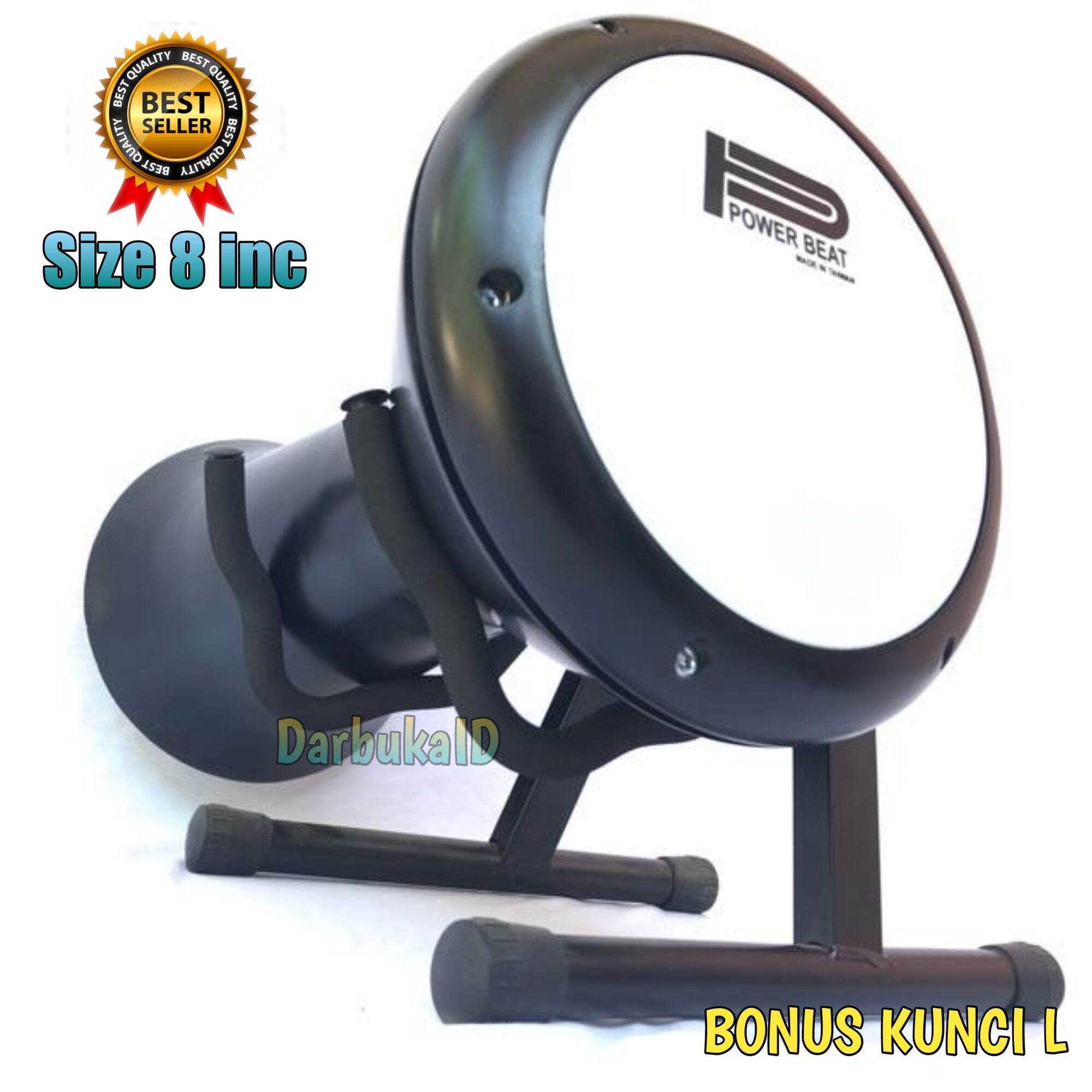 Darbuka dumbuk calti8 inchi hitam mika putih Bonus kunci L