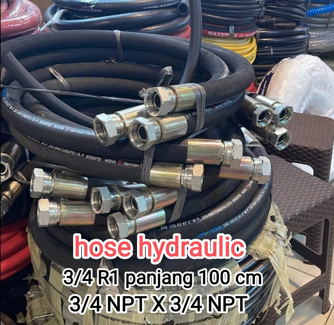 selang hidrolik hose hydraulic 3/4 R1 kawat panjang 100 cm 3/4 NPT X 3/4 NPT Lazada Indonesia