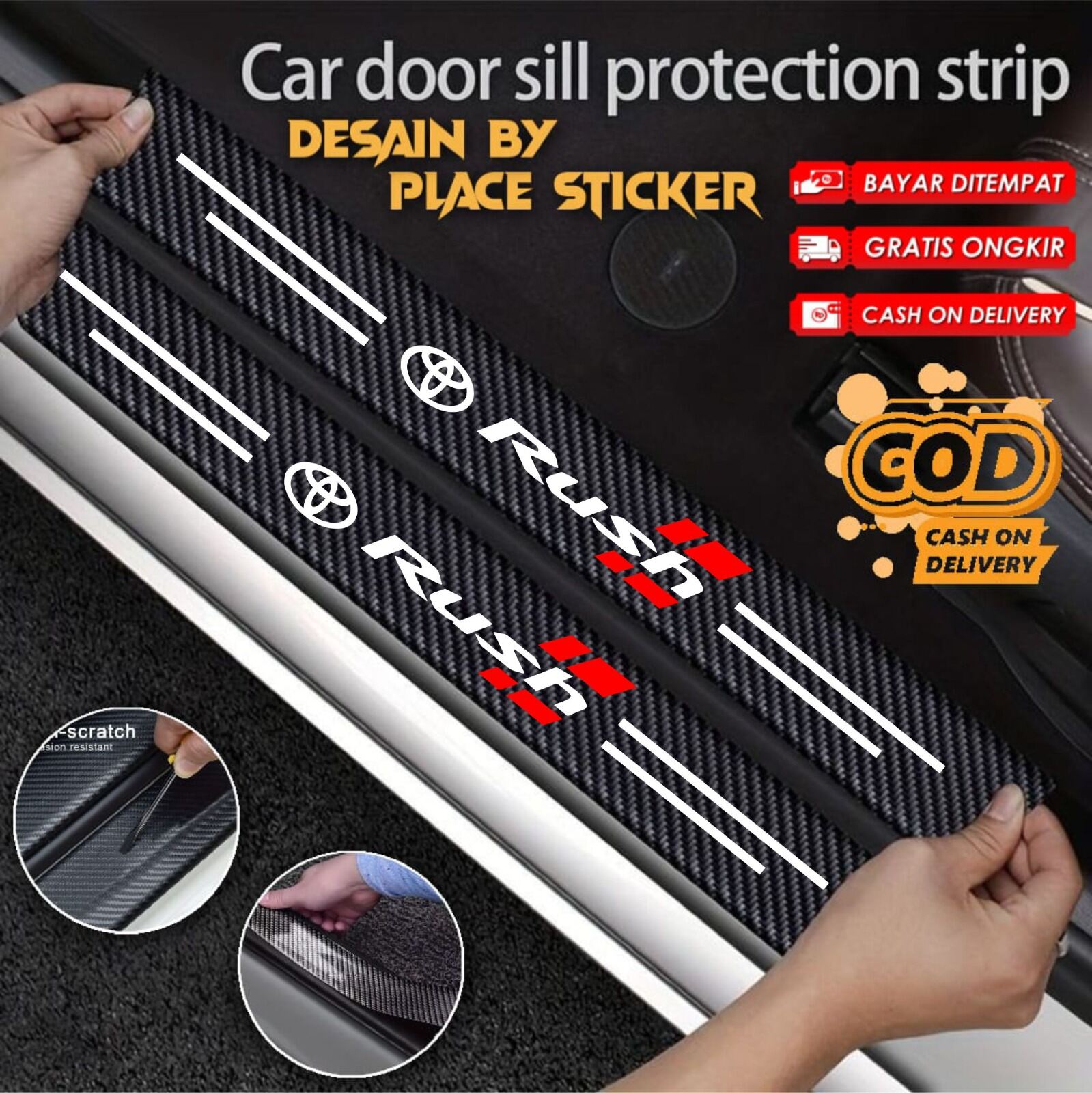 Cod Stiker Pijakan Lantai Kaki Mobil Rush Allah New Toyota Stiker Karbon Sill Plate Anti Gores Harga 20,000 rupiah*Gratis Ongkir