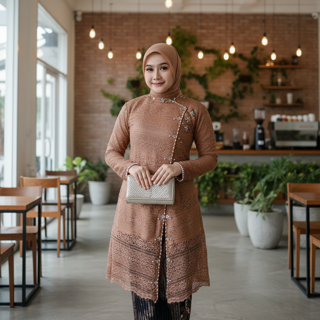 Modern Brocade Janggan Tunic Kebaya Top / Latest Party Kebaya 2025 / Modern wisuda Kebaya / Pearl Mixโฆ