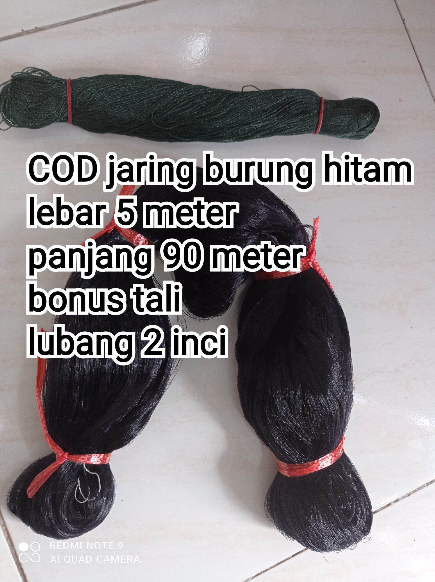 jaring burung hitam lebar 5 meter panjang 90 meter bonus tali untuk burung emprit dll Harga 61,900 rupiah*Gratis Ongkir