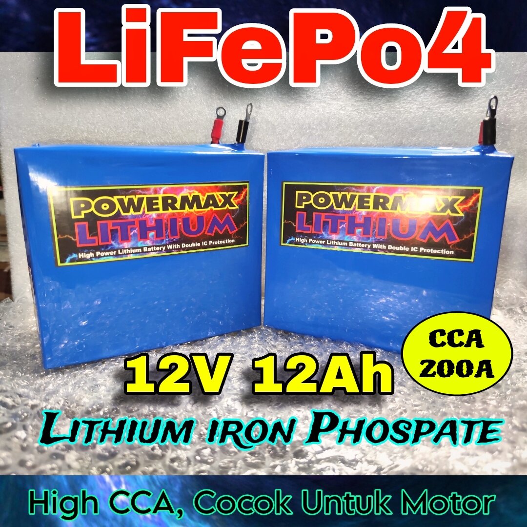 Aki LIFEPO4 12V 12Ah High CCA 200A Lithium iron Phospate Baterai Litium