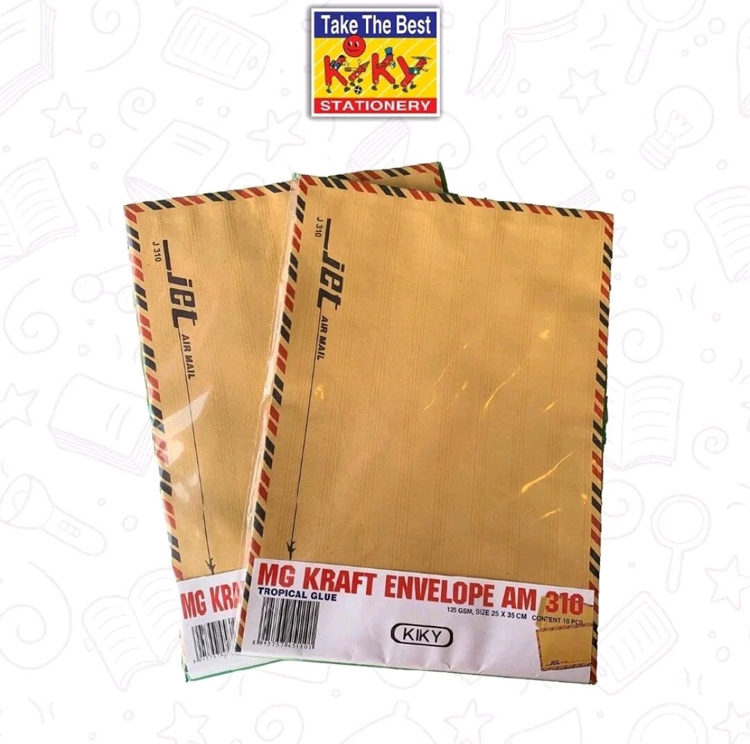 10Pcs Amplop coklat tali air mail 310 - Amplop Lamaran Kerja