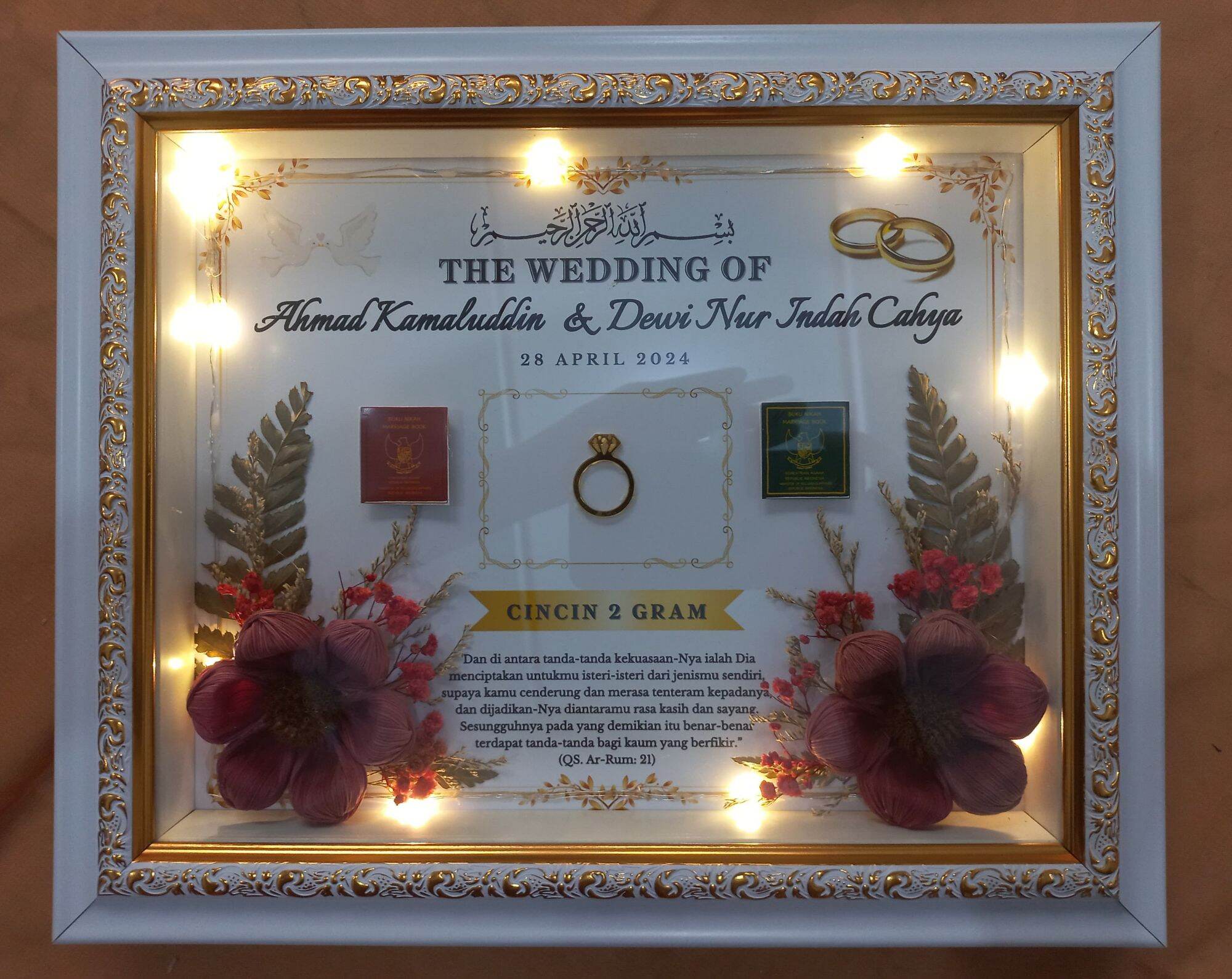 BINGKAI MAHAR 3D RUSTIC LIST GOLD / BINGKAI HANTARAN PERNIKAHAN / FRAME MAHAR SIMBOLIS PERNIKAHAN/ FRAME 3D CUSTOM SEHARI BERES