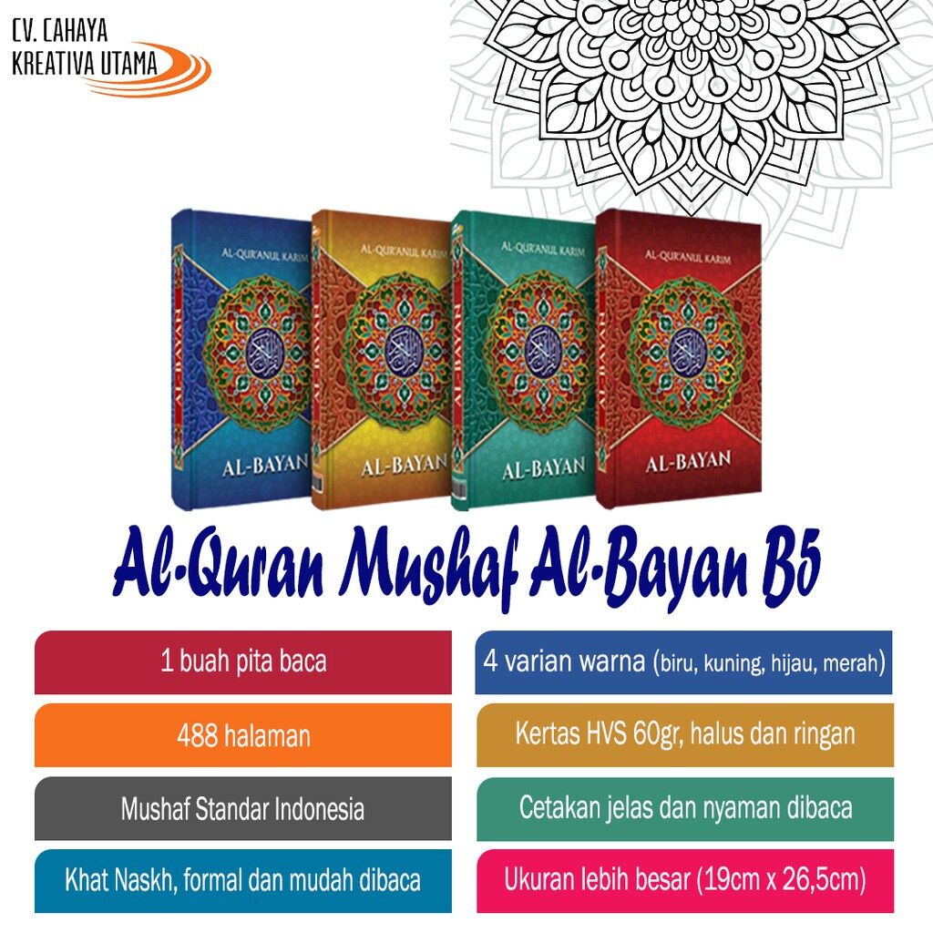 AL QURAN AL BAYAN B5 HVS 18X26 26x18 SEDEKAH WAKAF | Lazada Indonesia