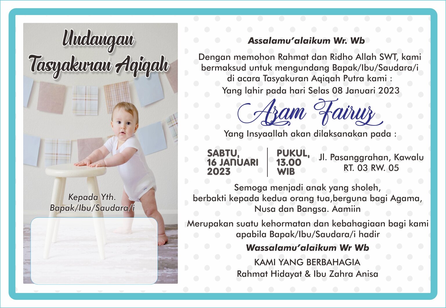 Undangan Tasyakuran Aqiqah Penabalan Nama | Lazada Indonesia