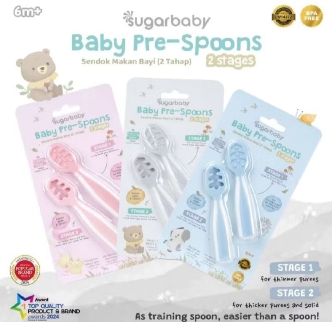 Sugar Baby Pre Spoons Sendok Makan Bayi 2 Tahap