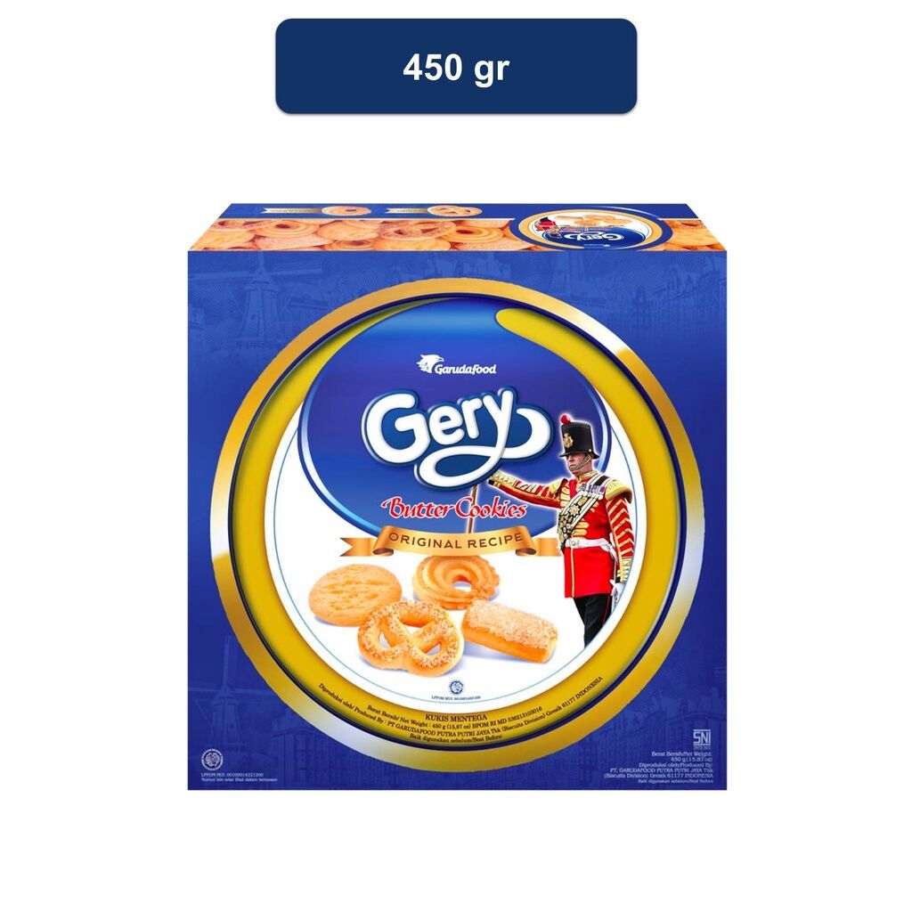 Gery Butter Cookies Kaleng Kukis Mentega Garuda Food 450 g kemasan