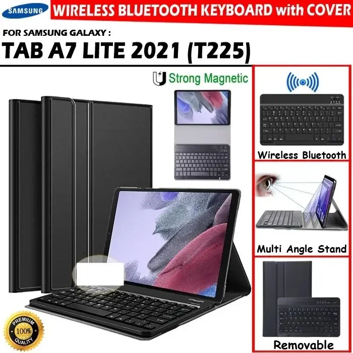 SAMSUNG TAB A7 LITE 8.7 INCH T220 / T225 BOOK COVER KEYBOARD CASE FLIP MAGNETIC