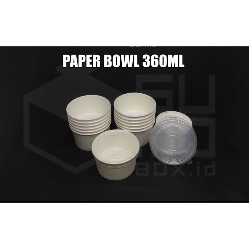 [1pak isi 10 set]Paper bowl 360ml + tutup / Mangkuk kertas / wadah ...