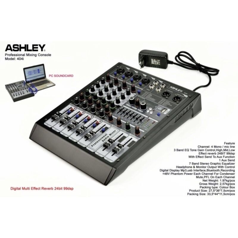 MIXER AUDIO ASHLEY 404 ORIGINAL ASHLEY 404 | 4 CHANNEL KUALITAS TERBAIK